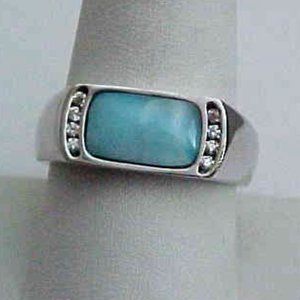 Alamea Larimar Oblong Sterling Silver Ring Size 10